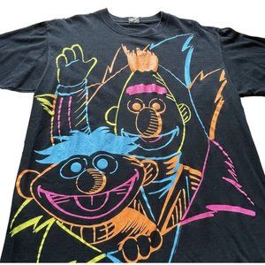 Bert and Ernie Fluorescent Neon BLK 2008 T-Shirt Men's Size L Sesame Street
